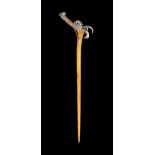 Lotus Arts de Vivre, a silver coloured dragon fantasy staff, stamped 925 with maker's mark, the