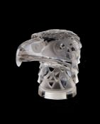 Lalique, Rene Lalique, Tete d'Aigle, a clear and frosted glass paperweight, moulded mark, 10.7cm