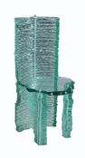 δ Danny Lane (b. 1955), a stacked float glass chair, 99cm high Please note that this lot maybe