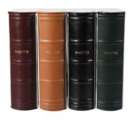 Asprey, a leather bound photgraph album, in the form of a book, with a slide cover, 17.1 x 13.2cm,