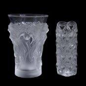 Lalique, Cristal Lalique, Fantasia, a part frosted glass vase, 17.5cm high; and Amour, a part