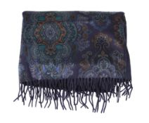 Asprey, a cashmere shawl by Loro Piana, the dark blue ground with multicoloured foliate design,