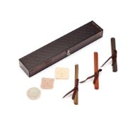 Louis Vuitton, an incense burner travel set, with three ceramic stands and three bundles of incense