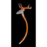 Lotus Arts de Vivre, a silver coloured stag's head staff, stamped 925 with maker's mark, the