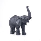 Daum, Elephant, a black pate de verre model of an elephant, engraved mark, 14.5cm high, in a Daum