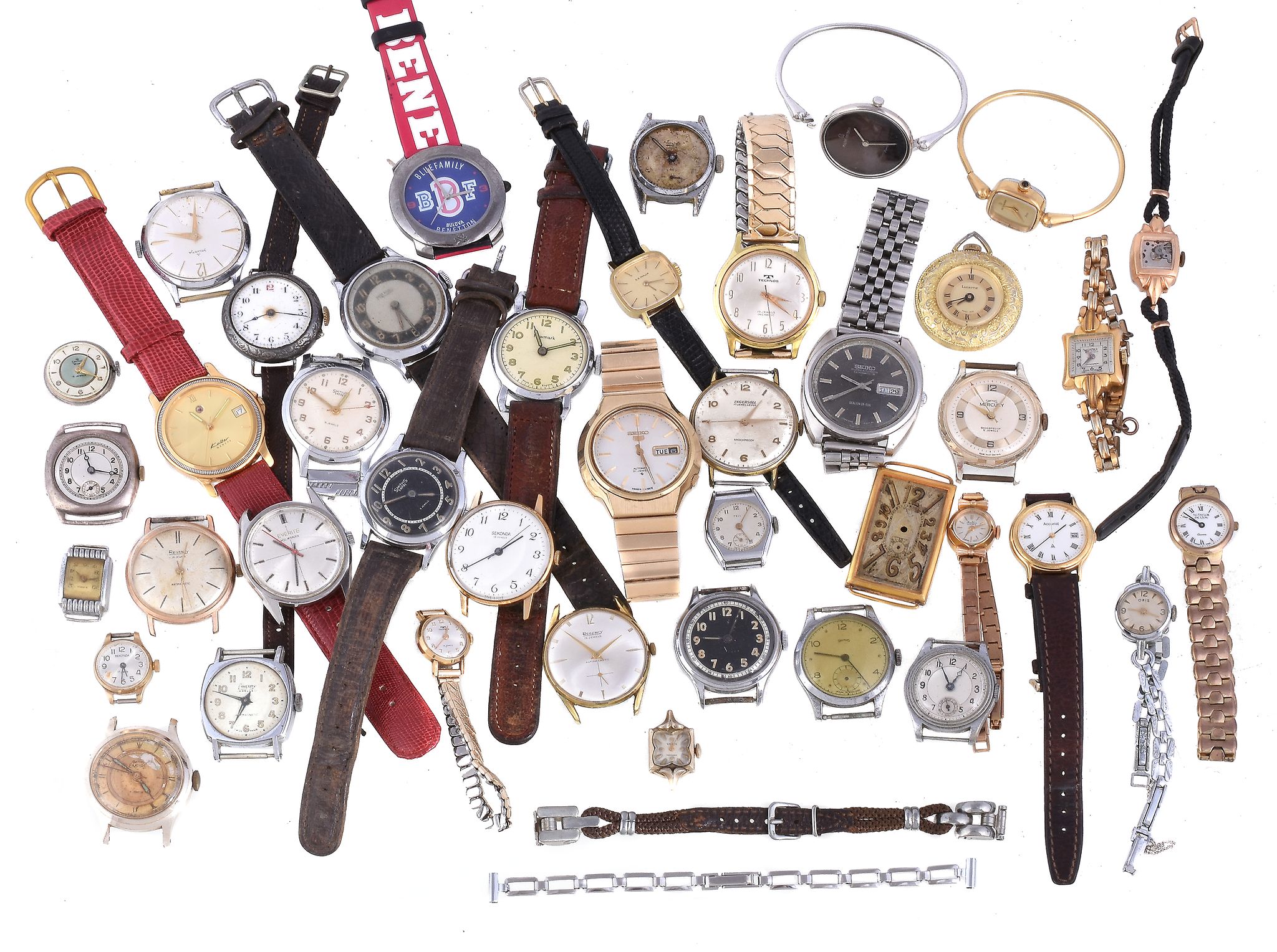 A collection of wristwatches, to include examples by Ingersoll, Roamer, Seiko, Sekonda and Smiths.