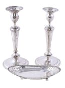 A pair of American silver coloured candlesticks by Black, Starr & Frost, stamped Sterling, with