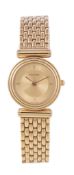 Bucherer, ref. 901.901, a lady s gold plated bracelet wristwatch , quartz movement, gold dial,