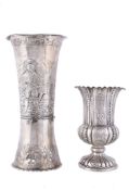 A German silver waisted vase, Hanau type pseudo marks, import marked for Chester 1900, sponsor's