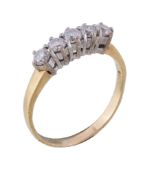 A diamond five stone ring, set with five brilliant cut diamonds, approximately 0.50 carats total,