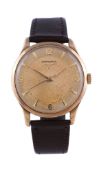 Longines, a 9 carat gold wristwatch, no. 6577 1 46, circa 1956, manual wind movement, 17 jewels,
