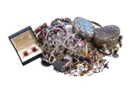 A collection of costume jewellery , to include various rings; necklaces; bracelets; and other items