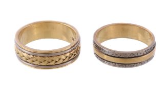 An 18 carat gold ring, the two colour ring of plaited design , stamped 750 with full Birmingham