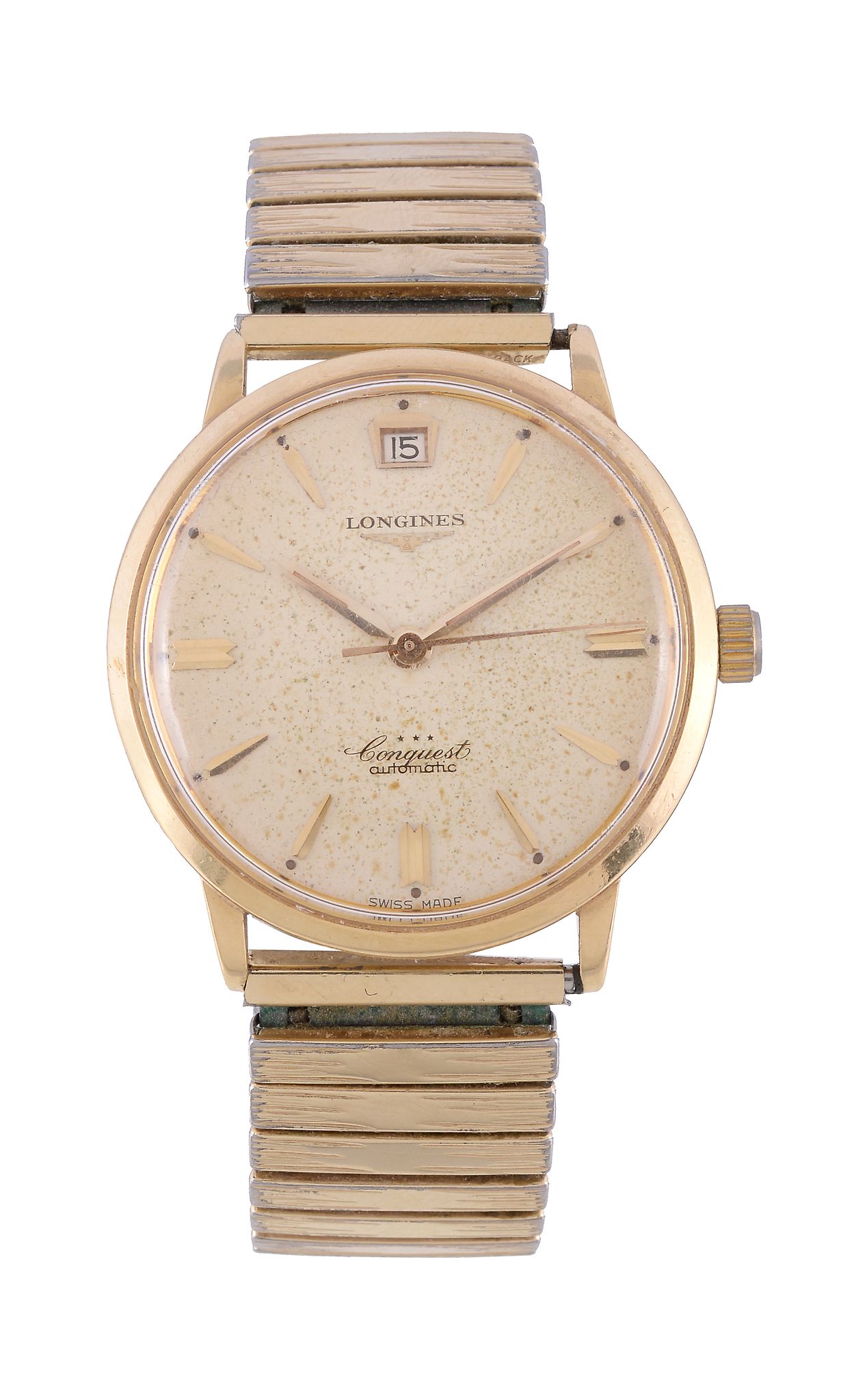 Longines, Conquest, ref. 7008 7, an 18 carat gold wristwatch, no. 135, import mark for London 1977,