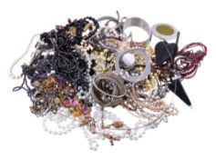 A collection of costume jewellery, to include various beaded necklaces; bangles; watches; and other