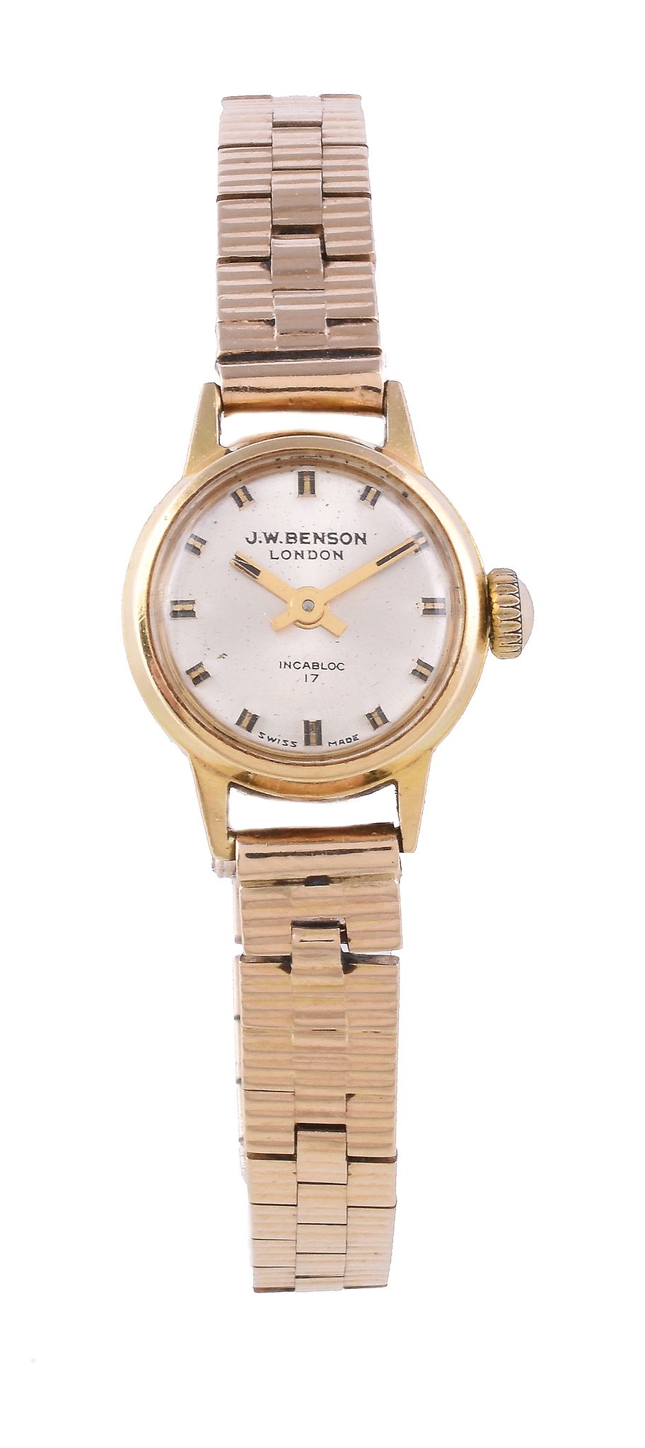 J. W. Benson, a lady's 18 carat gold wristwatch, no. 232700, import mark Edinburgh 1967, manual