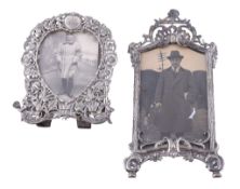 A German silver mounted shaped rectangular photograph frame, Hanau pseudo marks for Wolf & Knell,