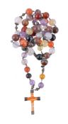 A hardstone necklace, composed of various polished hardstone beads, including, amethyst, cornelian,