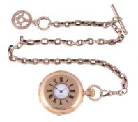 An 18 carat gold keyless wind half hunter pocket watch, no. 48339, lever movement, bimetallic split