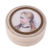 Ω James Heath Millington (1799-1872) Portrait of a young girl Watercolour on ivory Signed with