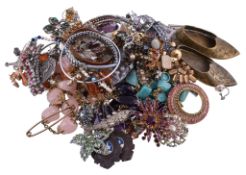 A collection of costume jewellery , to include various necklaces; brooches; and other items
