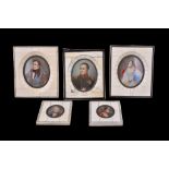 Ω Five ivory framed copy portrait miniatures, mid 20th century, comprising: Napoleon Bonaparte,
