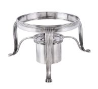 A George III silver circular warming stand with burner by Paul Storr, London 1793, with reeded