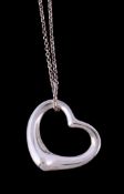 An Open Heart pendant by Elsa Peretti for Tiffany & Co., the stylised polished silver heart signed