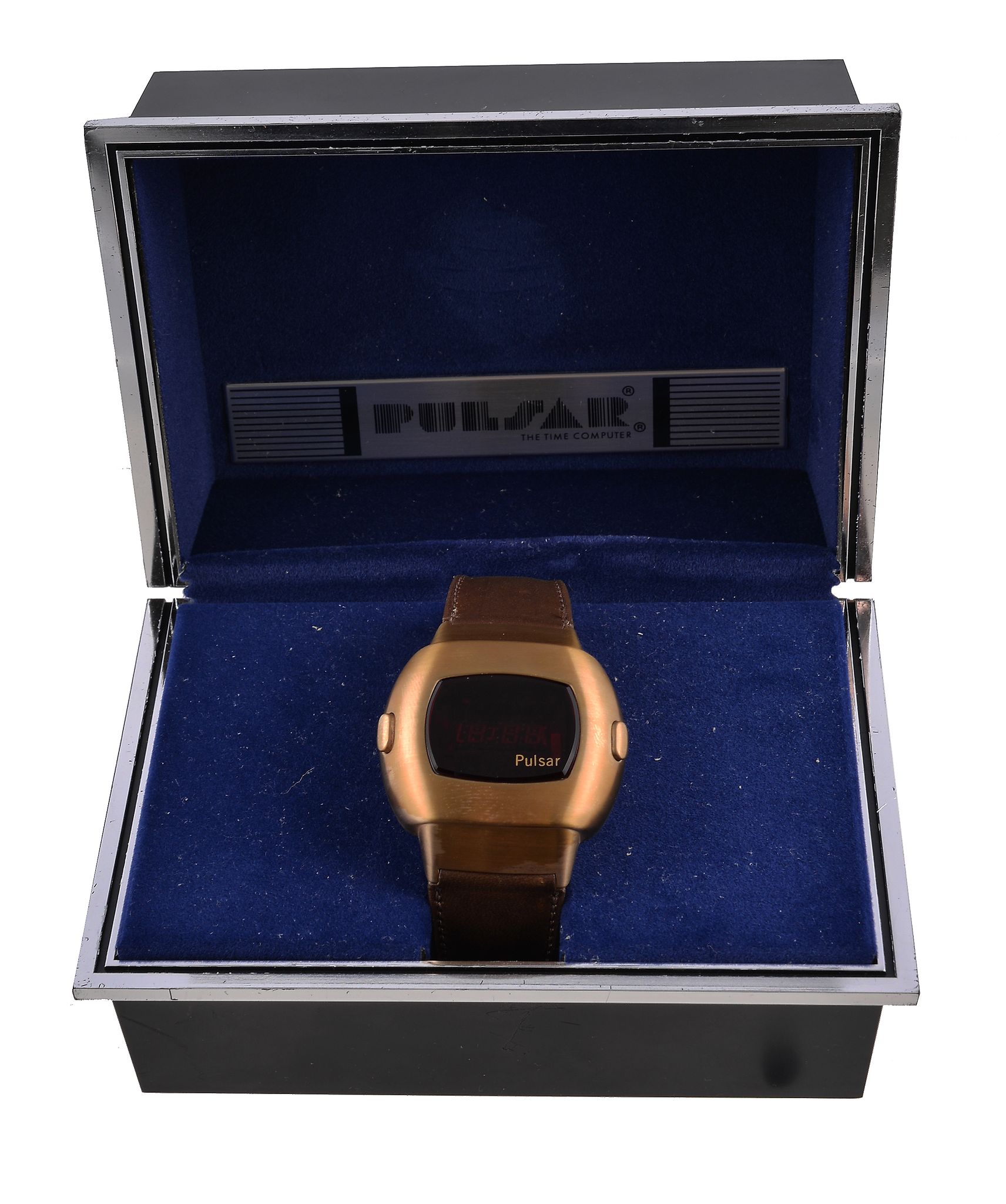 Pulsar, P3 Time Computer, a rare 14 carat gold LED wristwatch, no. 134522, circa 1973, quartz - Image 2 of 2