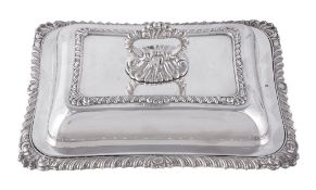 A late Victorian silver rounded rectangular entree dish, cover and handle by Charles Stuart Harris,