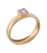 A diamond single stone ring, the rectangular radiant cut diamond, estimated to weigh 0.25 carats,