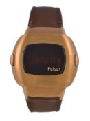 Pulsar, P3 Time Computer, a rare 14 carat gold LED wristwatch, no. 134522, circa 1973, quartz