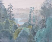 δ Ruth Stage (British b.1969) - Trebar Gardens Tempera and gesso on board Signed with initials,