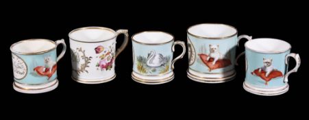 A group of four Staffordshire dated commemorative mugs, various dates 1870s, 9cm high and smaller,