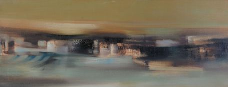 δ Kit Barker (British 1916-1988) - Buildings in a landscape Oil on canvas Signed, titled and dated