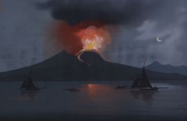 Neopolitan School (19th century) - Mount Vesuvius erupting; The bay of Naples A pair Gouache Each