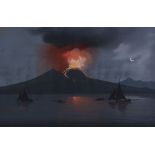 Neopolitan School (19th century) - Mount Vesuvius erupting; The bay of Naples A pair Gouache Each