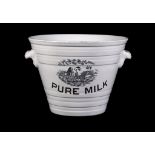 An English pottery two-handled milk pail, retailed by Parnall and sons, Birmingham and Bristol,