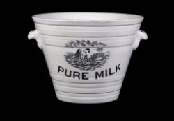 An English pottery two-handled milk pail, retailed by Parnall and sons, Birmingham and Bristol,