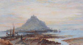 Thomas Hart (British d.1886) - St. Michael's Mount Watercolour Signed and dated 1873 lower right