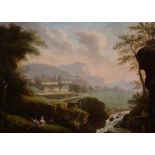 Manner of Andrea Locatelli (Italian 1695 - 1741) - Italianate landscape with figures Oil on tin 26 x