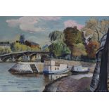 δ Sine MacKinnon (British 1901-1997) - Ile de la cite Oil on canvas Signed lower right 38 x 54.5 cm