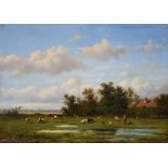Anthonie Jacobus van Wijngaerdt Cattle and chicken in a landscape Oil on... Anthonie Jacobus van