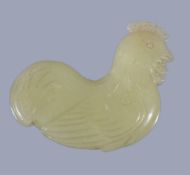 A Chinese yellow jade pendant carving of Cockerel , 4.9cm wide x 4.1cm high