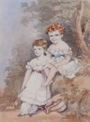 Caroline Vernon (British fl. 1829-1868) - Study of two little girls Watercolour 36.3 x 29.9cm (14