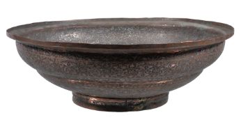 An Islamic tinned copper basin or cover , Persia or Afghanistan, dated AH911/1505-1506 AD (?), of