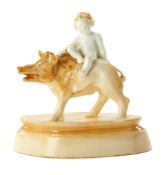 A Royal Worcester model of 'Boy on Boar' by Phoebe Stabler , date code for 1931, puce marks, 8.5cm