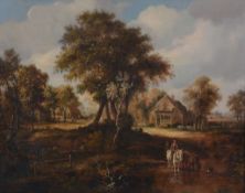 Attributed to Samuel David Colkett Horses drinking in a forest river Oil on... Attributed to