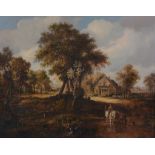 Attributed to Samuel David Colkett Horses drinking in a forest river Oil on... Attributed to