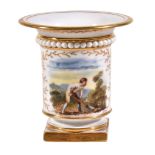 A Worcester (Flight, Barr & Barr) miniature vase, circa 1825, painted with a vignette of a gardener